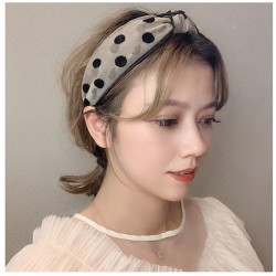 Beige and Black Dotted Knotted Headband