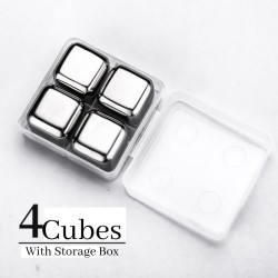 Food Grade Stainless Steel Whiskey Stones 4pcs with Storage Box
