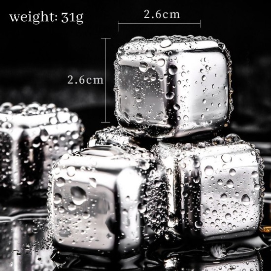 Food Grade Stainless Steel Whiskey Stones 4pcs with Storage Box image