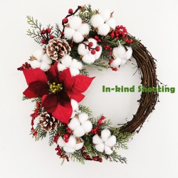 Cotton Flower Door Decoration Christmas Wreath 11.8 Inch Cotton Flower Door Decoration Christmas Wreath 11.8 Inch