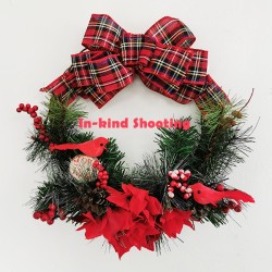 Big Bow with birds Door Decoration Christmas Wreath 11.8 Inch Big Bow with birds Door Decoration Christmas Wreath 11.8 Inch