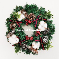 Cotton Flower with Pine Cones Door Decoration Christmas Wreath 11.8 Inch Cotton Flower with Pine Cones Door Decoration Christmas Wreath 11.8 Inch