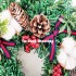 Cotton Flower with Pine Cones Door Decoration Christmas Wreath 11.8 Inch image