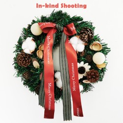 Merry Christmas Bow with Cotton Flower and Pine Cones Wreath 11.8inch Merry Christmas Bow with Cotton Flower and Pine Cones Wreath 11.8inch