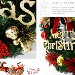 Merry Christmas Wreath 11.8 Inch with Red Bow