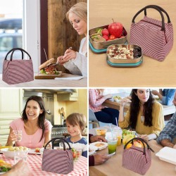 Aluminium Thermal Portable Stripe Pattern Insulated Lunch Bag