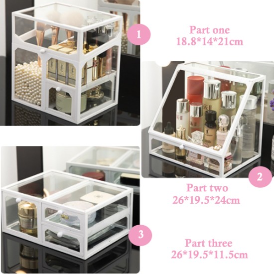 Glass Beauty Stackable Set，Cosmetic Storage Organizer Set image