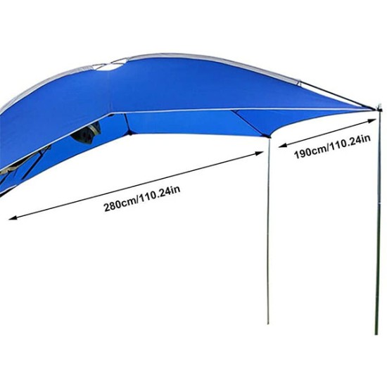 Exuberanter Car Tail Tent, Car Tailgate Awning Canopy Auto SUV MPV Sedan Durable Light Weight Waterproof Anti-UV Sun Shade Awning image