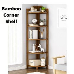 Bamboo 5-layer Home Storage Corner Rack in Tawny Colour