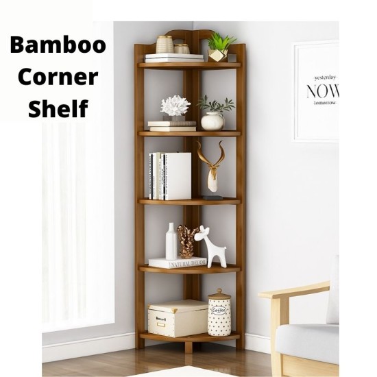 Bamboo 5-layer Home Storage Corner Rack in Tawny Colour image