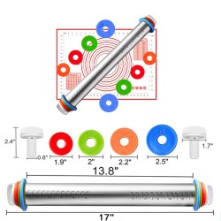 Adjustable Non Stick 17 inch Stainless Steel French Style Dough Roller for Baking Pizza Pie Pastries and Cookies Adjustable Non Stick 17 inch Stainless Steel French Style Dough Roller for Baking Pizza Pie Pastries and Cookies