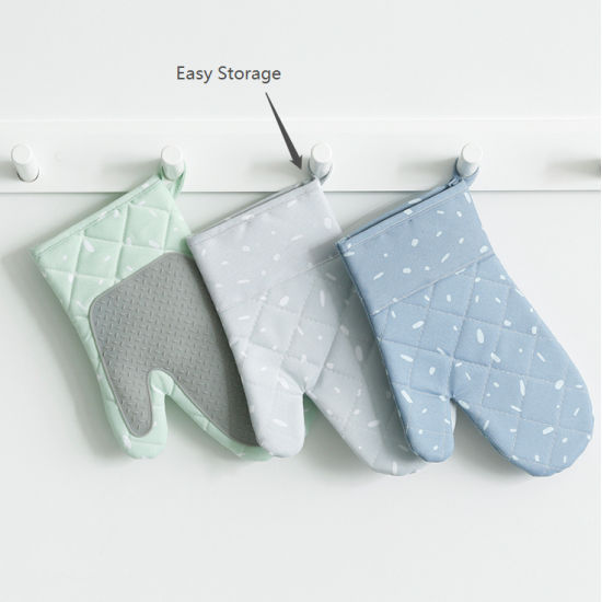 Heatproof Cotton Oven Gloves with Silicone Pads 1 Pair image