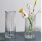 Irregular Top Cylinder Glass Flower Vase in Gray with Golden Lining
