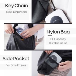 Reusable 5L Portable Nylon Grocery Bag with Key Chain Design