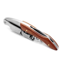 Corkscrew Wine Opener Solid Wood with Engraved Patterns