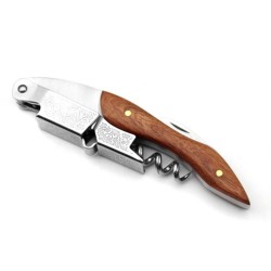 Corkscrew Wine Opener Solid Wood with Engraved Patterns
