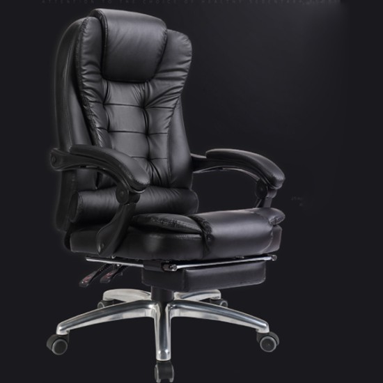 PU Double layer design Home Office Desk Chair With footrest with Aluminum alloy foot image