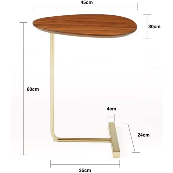 C-Shape Couch-Side Table with Wooden Top image