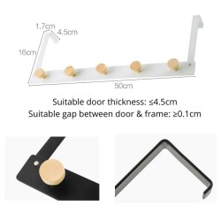 Over The Door Hook Rack Metal with Wooden Details
