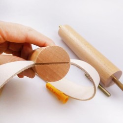 Toilet Paper Holder Wood & Leather Design Brown Colour