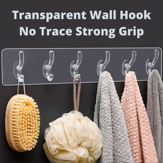 Transparent Wall Hook No Trace Strong Grip Storage & Organisation, Hallway, Home Organizers image