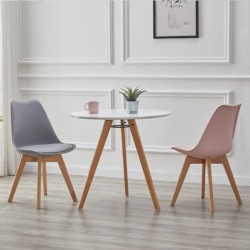 Plastic Shell Padded Seat Wood Legs Dining Chairs Set (2Pcs) Plastic Shell Padded Seat Wood Legs Dining Chairs Set (2Pcs)
