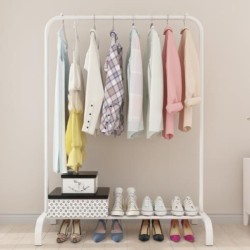 Metal Clothing Rails Garment Rack with Lower Shelves