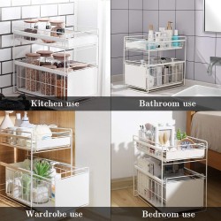 2 Tier Under Sink Large Sliding Cupboard Drawer Shelf 2 Tier Under Sink Large Sliding Cupboard Drawer Shelf