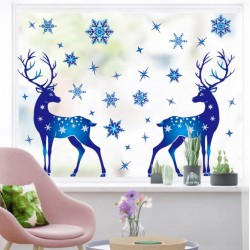 Christmas Blue Deer Static Cling Stickers Window Decoration Christmas Blue Deer Static Cling Stickers Window Decoration