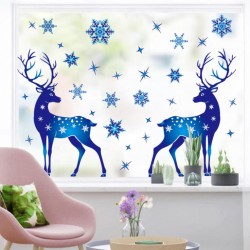 Christmas Blue Deer Static Cling Stickers Window Decoration