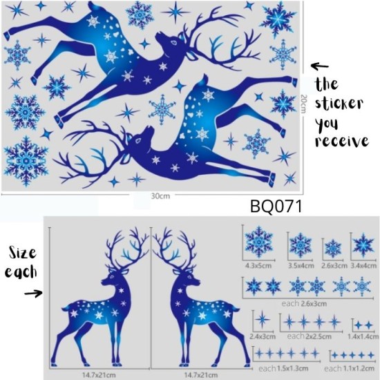 Christmas Blue Deer Static Cling Stickers Window Decoration image