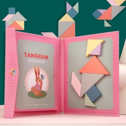 Wooden Tangram Puzzle with Magnetic Backboard, Toy for Kids