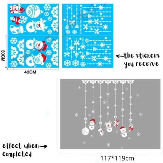 Christmas Hanging Bauble Effect Static Cling Stickers Window Decoration 117*119cm image