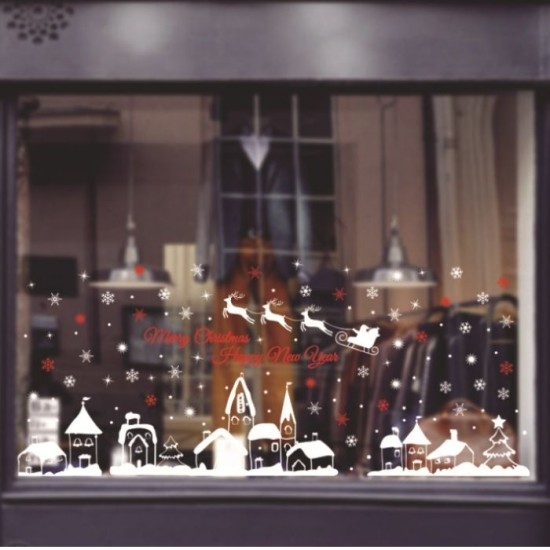 Christmas Snow Town Static Cling Stickers Window Decoration image
