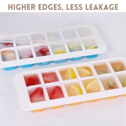 Easy to press silicone ice tray with plastic lid