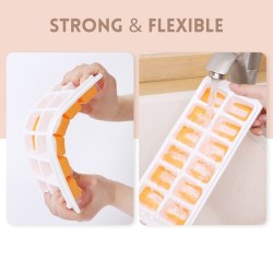 Easy to press silicone ice tray with plastic lid Easy to press silicone ice tray with plastic lid