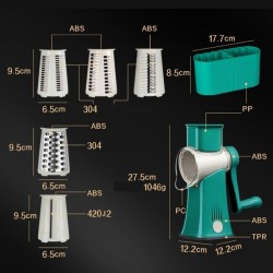 Rotary Drum Shape Food Slicer Grater with 5 Sets of Blades