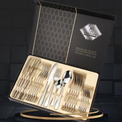 Stainless Steel Cutlery Set 24 Pieces with Spoon, Knife, Fork & Dessert Spoon