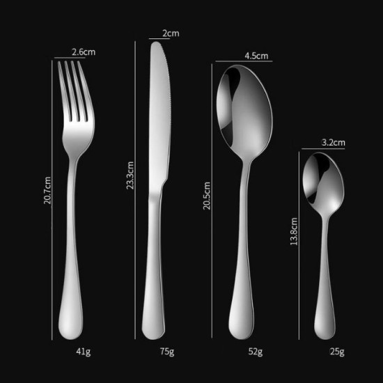 Stainless Steel Cutlery Set 24 Pieces with Spoon, Knife, Fork & Dessert Spoon image