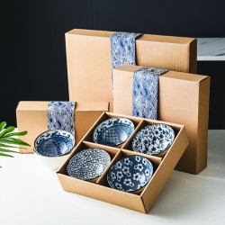Japanese Style Porcelain 4-piece bowl set in stylish gift box Japanese Style Porcelain 4-piece bowl set in stylish gift box