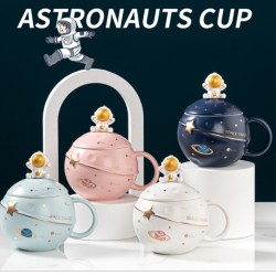 Cute Astronaut Mug With Lid And Spoon Cute Astronaut Mug With Lid And Spoon