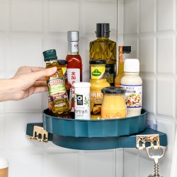 No Drilling Required, Triangular Corner Shelf with Rotating Disc