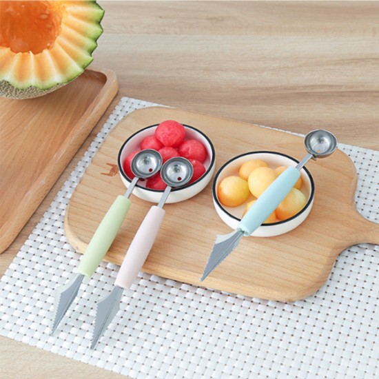 2 In1 Stainless Steel Double-end Melon Baller Scoop Fruit Spoon Kitchenware, Kitchen image